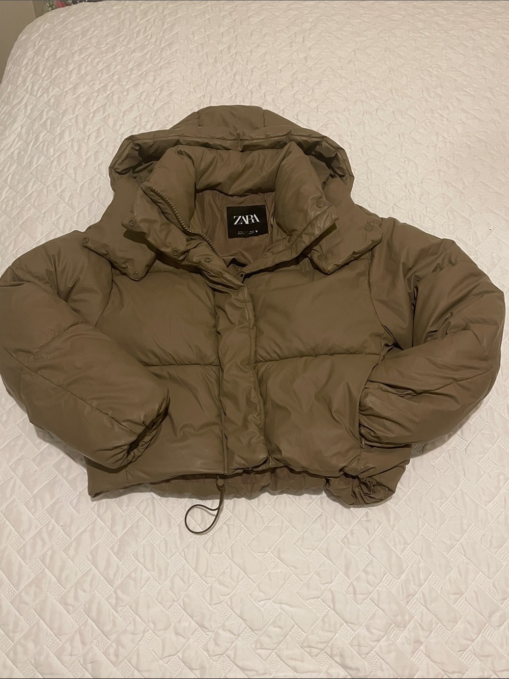 Zara taupe cropped Puffer Jacket READ carefully